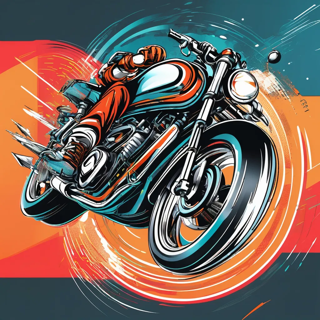 A motorcycle soars through the air against a vibrant, colorful backdrop, showcasing dynamic movement and energy. symbolizing to Speed Up Your Website