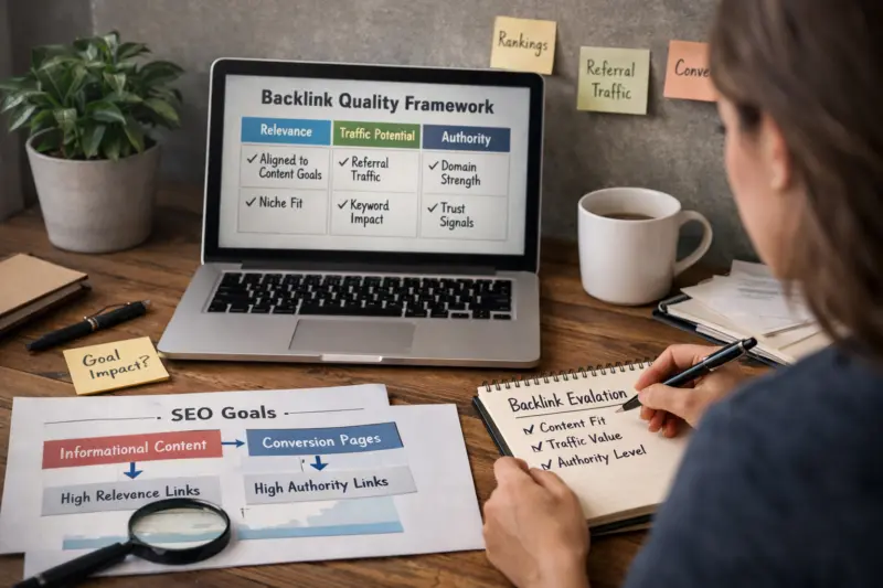 Build a backlink quality scoring framework aligned to your SEO goals