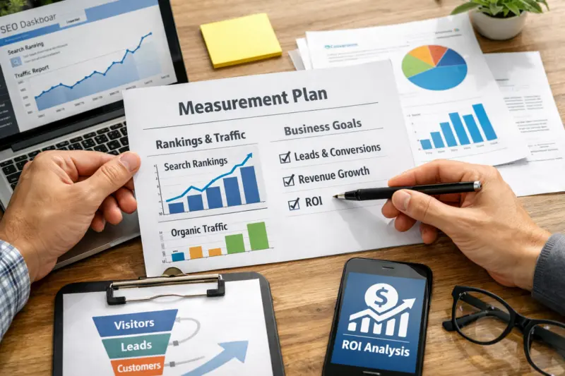 Start with a measurement plan that ties rankings to business success