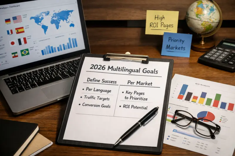 Set 2026 multilingual goals and pick pages that earn investment first