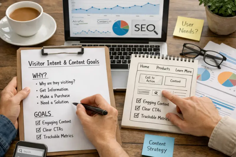 Start with user intent and measurable content goals before you design
