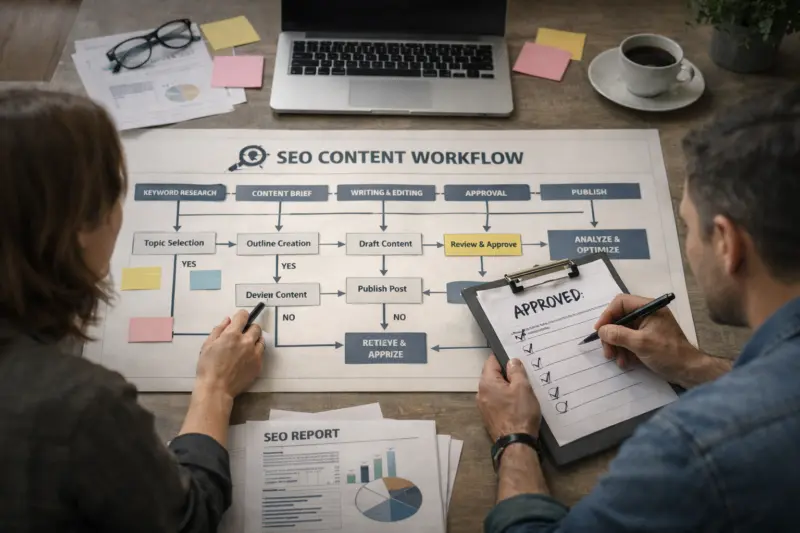 Build a workflow map that turns SEO goals into repeatable content decisions
