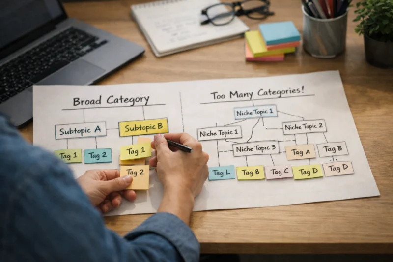 Choosing taxonomy depth ensures your categories help users without creating index bloat