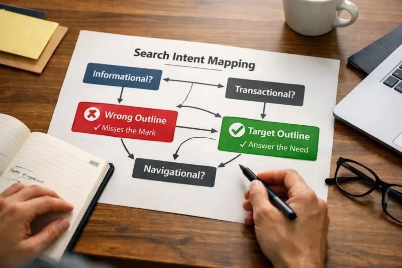 Map search intent before you write: a decision path to the right outline
