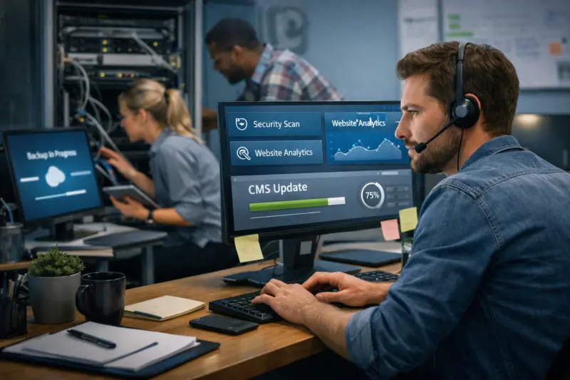 What comprehensive website maintenance and support services should include